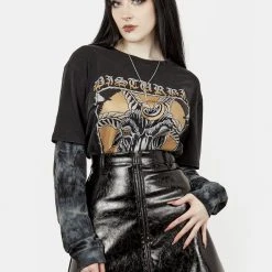 CHI1 Hellraisa Faux Leather A-Line Skirt Women