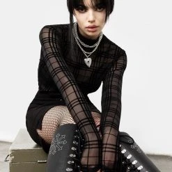 CHI1 Buffy Check Mesh Top