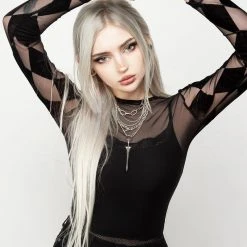 DDS1 Harleen Checkerboard Mesh Bodysuit Women