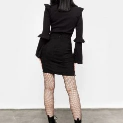 DMT1 Wilhelmina Flare Sleeve Ruffle Top Clothing