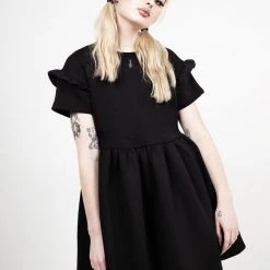 DMT1 Power Frill Sleeve Skater Dress Clothing