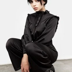 LVT1 Obsession Pintuck Ruffle Jumpsuit Clothing