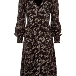 LVT1 Poisonous Plant Puff Sleeve Midi Dress