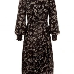 LVT1 Poisonous Plant Puff Sleeve Midi Dress