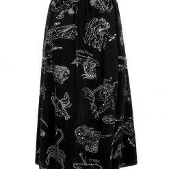LVT1 Women Zodiac Button Midi Skirt