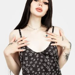 MET1 Hallow Lace Trim Slip Dress