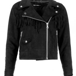 ORI1 CHERILYN FAUX LEATHER FRINGED JACKET Clothing