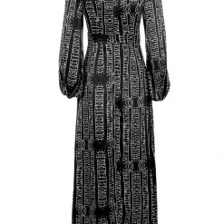 LVT1 Runes Balloon Sleeve Maxi Dress Women 17 LVT1 Runes Balloon Sleeve Maxi Dress Women