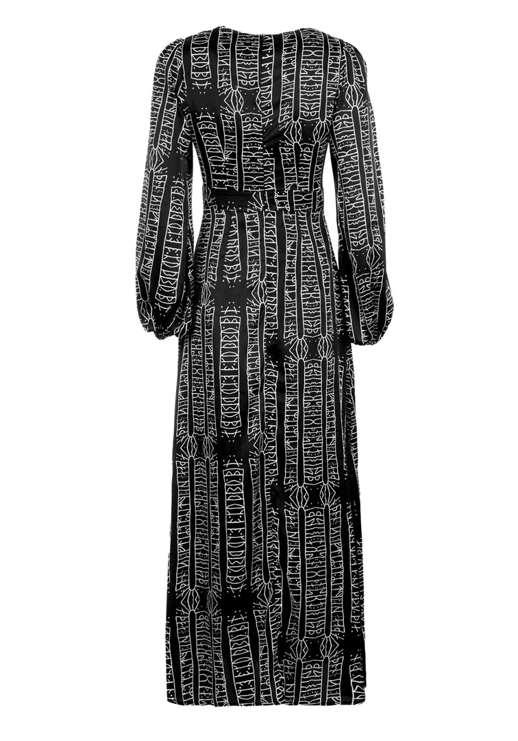 LVT1 Runes Balloon Sleeve Maxi Dress Women 10 LVT1 Runes Balloon Sleeve Maxi Dress Women