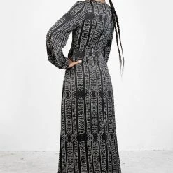 LVT1 Runes Balloon Sleeve Maxi Dress Women 12 LVT1 Runes Balloon Sleeve Maxi Dress Women