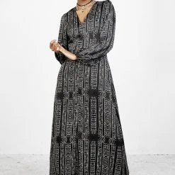 LVT1 Runes Balloon Sleeve Maxi Dress Women 13 LVT1 Runes Balloon Sleeve Maxi Dress Women