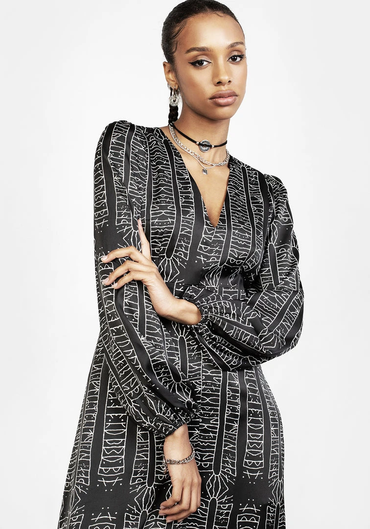 LVT1 Runes Balloon Sleeve Maxi Dress Women 4 LVT1 Runes Balloon Sleeve Maxi Dress Women