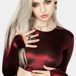 MET1 Rockclub Metallic Crop Top Women