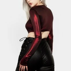 MET1 Rockclub Metallic Crop Top Women