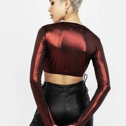 MET1 Rockclub Metallic Crop Top Women