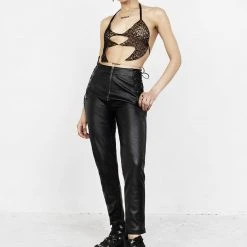MET1 Rival Faux Leather Lace Up Pants