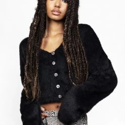 PFA1 Binx Fluffy Relaxed V-Neck Cardi