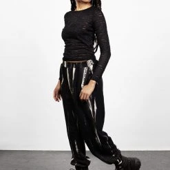 MET1 Women DISTRESSED JERSEY LONG SLEEVE TOP