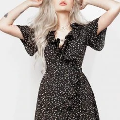 MET1 Moonseed Wrap Ruffle Dress