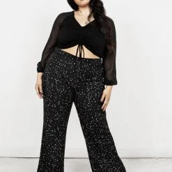 MET1 Maria Ruched Sheer Sleeve Top