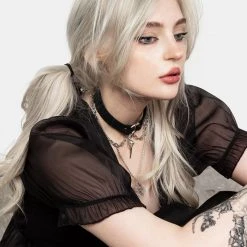 MET1 Andie Puff Sleeve Organza Dress Women