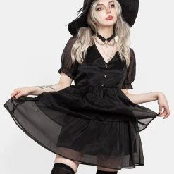 MET1 Andie Puff Sleeve Organza Dress Women