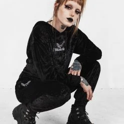 AMP1 Noughty Crop Velour Hoody