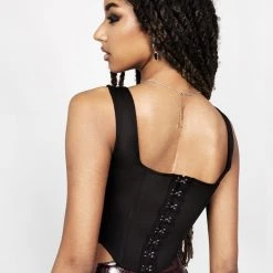 CHI1 VINCI FAUX LEATHER CORSET TOP Women