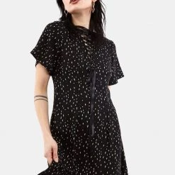CHI1 BLASPHEME LACE UP MINI DRESS
