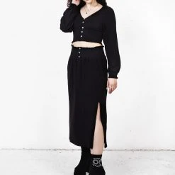 DDS1 DOLLSOME SHIRRED JERSEY CROP TOP