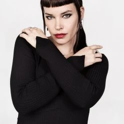 DDS1 Clothing VAMPIRA V-NECK MIDI DRESS 34 DDS1 Clothing VAMPIRA V-NECK MIDI DRESS