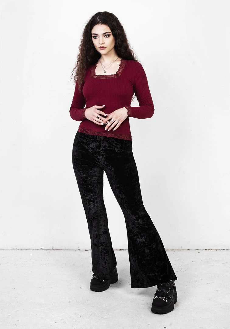 DDS1 PERDITA LONG SLEEVE LACE TRIM TOP Clothing 5 DDS1 PERDITA LONG SLEEVE LACE TRIM TOP Clothing