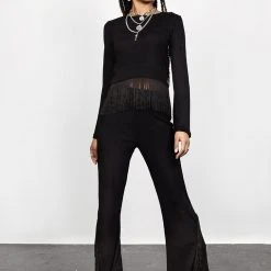 DMT1 Clothing RHIANNON FRINGED JERSEY TOP