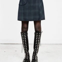 LVT1 LITERATI CHECK MINI WRAP SKIRT