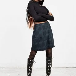 LVT1 LITERATI CHECK MINI WRAP SKIRT