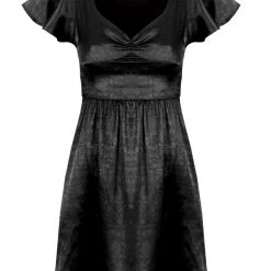 LVT1 DORIAN FIT AND FLARE SATIN MINI DRESS