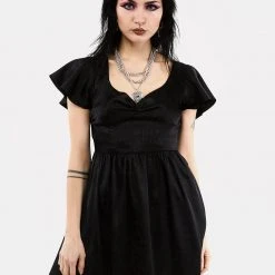 LVT1 DORIAN FIT AND FLARE SATIN MINI DRESS