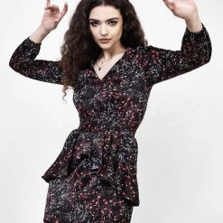 MET1 ROSETEARS FRILL PEPLUM MINI DRESS 16 MET1 ROSETEARS FRILL PEPLUM MINI DRESS