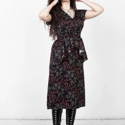 MET1 ROSETEARS FRILL PEPLUM MIDI DRESS 14 MET1 ROSETEARS FRILL PEPLUM MIDI DRESS