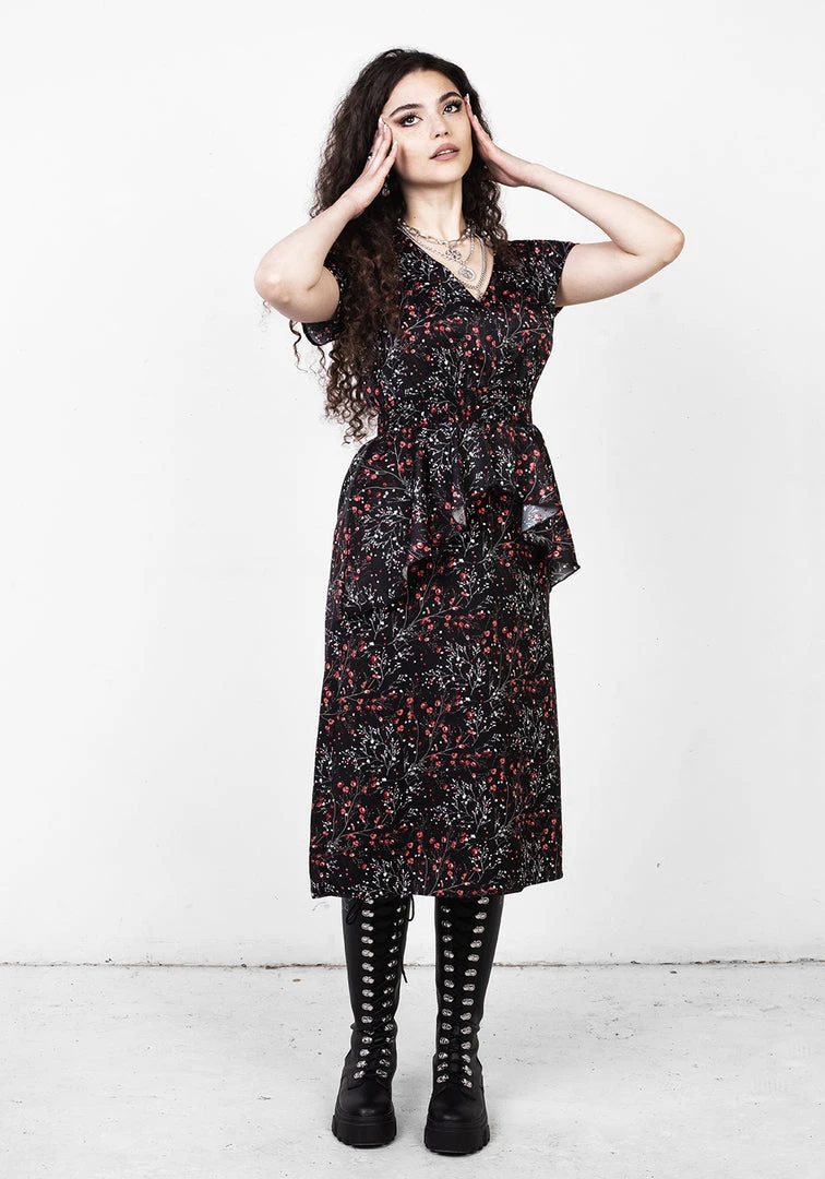 MET1 ROSETEARS FRILL PEPLUM MIDI DRESS 6 MET1 ROSETEARS FRILL PEPLUM MIDI DRESS