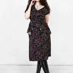 MET1 ROSETEARS FRILL PEPLUM MIDI DRESS 15 MET1 ROSETEARS FRILL PEPLUM MIDI DRESS