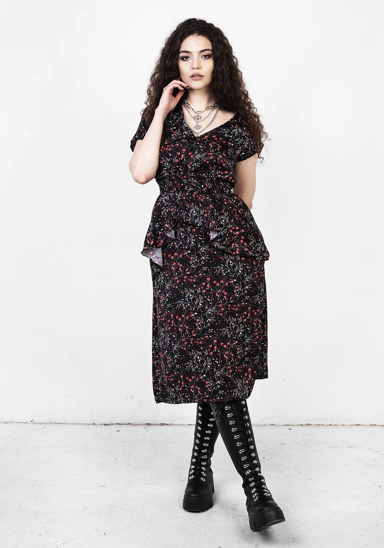 MET1 ROSETEARS FRILL PEPLUM MIDI DRESS 7 MET1 ROSETEARS FRILL PEPLUM MIDI DRESS