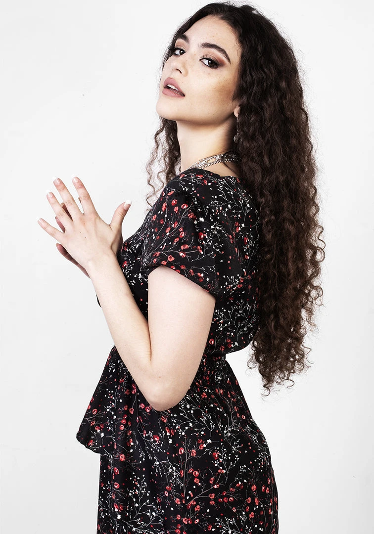 MET1 ROSETEARS FRILL PEPLUM MIDI DRESS 8 MET1 ROSETEARS FRILL PEPLUM MIDI DRESS