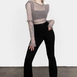 MET1 Women MOURNING RUFFLE TOP GHOST GREY 13 MET1 Women MOURNING RUFFLE TOP GHOST GREY