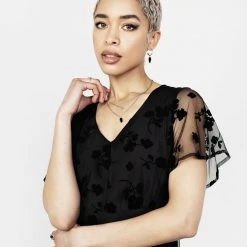 MET1 Women STEVIE FLOCKED MIDI DRESS