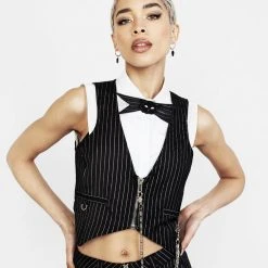 MET1 Women NIGHTMARE CROP TAILORED WAISTCOAT