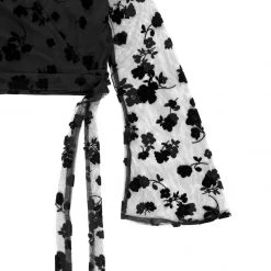 MET1 STEVIE FLOCKED WRAP CROP TOP