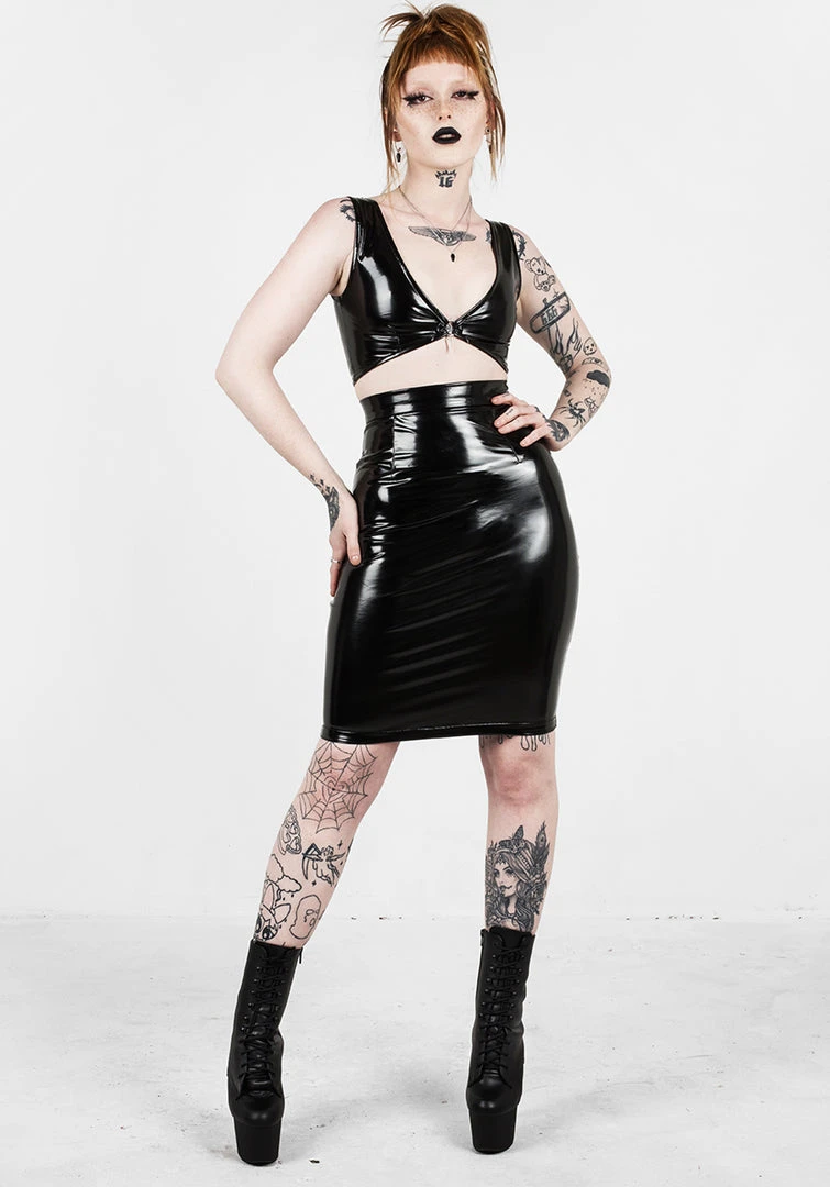 MET1 DOMINION MIDI VINYL SKIRT Women 3 MET1 DOMINION MIDI VINYL SKIRT Women