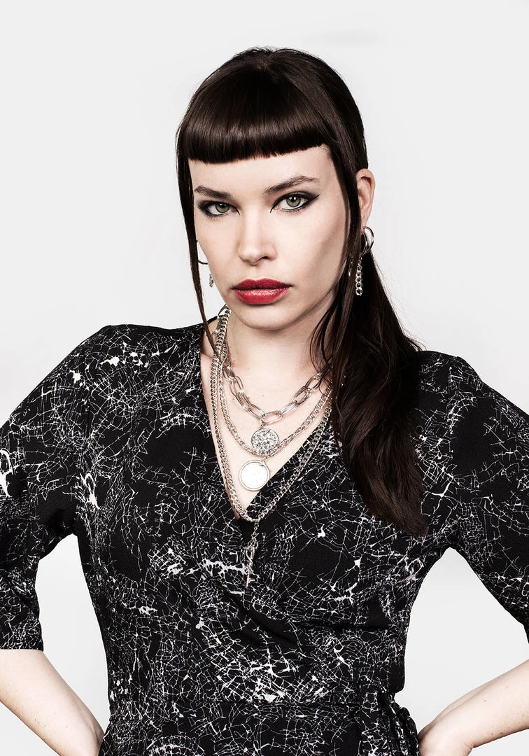 MET1 SPELLWORK MIDI WRAP DRESS Women 5 MET1 SPELLWORK MIDI WRAP DRESS Women