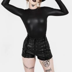 MET1 Mosh Faux Leather Lace Up Shorts